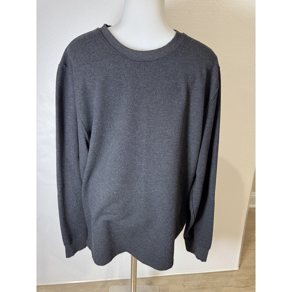 Members Mark Long Sleeve Lounge Tee Heather Black Size L
